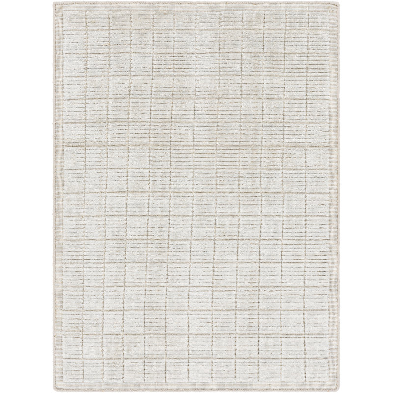 Tapis beige clair / crème tissé à la main Jacey, Rectangle 2 pi x 3 pi