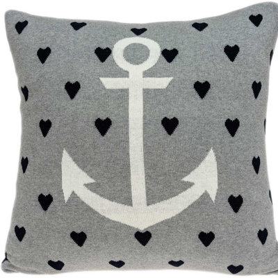 Gail Nautical Gray Throw Pillow
