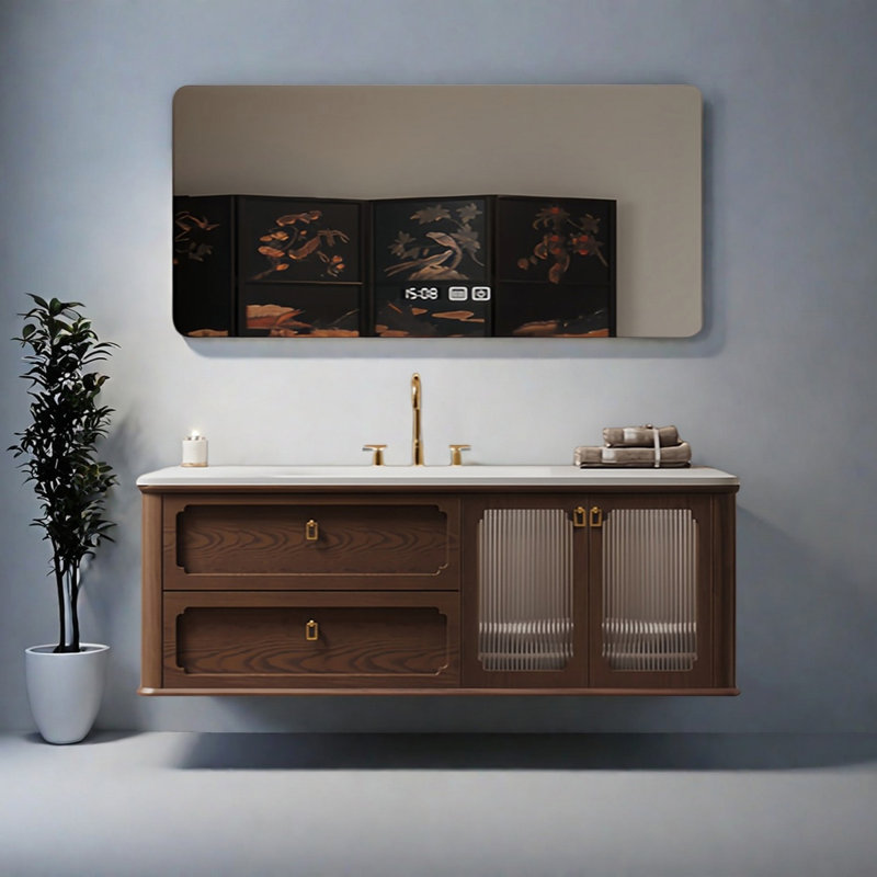 Armoire de salle de bain Wabi-sabi, H 19,68 po x l 59,05 po x P 19,68 po