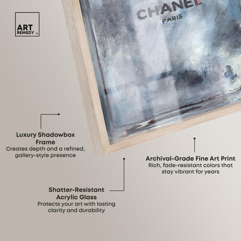 «Doll Memories - Gray Perfume Shadowbox Print», art mural par Art Remedy, H 46 po x l 31 po, Crème, crème