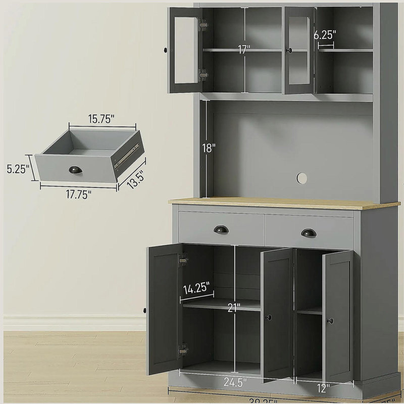71" Tall Freestanding Kitchen Pantry Cabinet