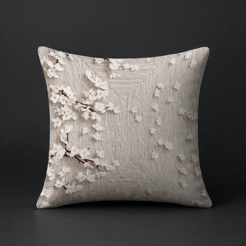 Coussin décoratif intérieur et extérieur Modern, Beige abstrait 34, Carré 20 po