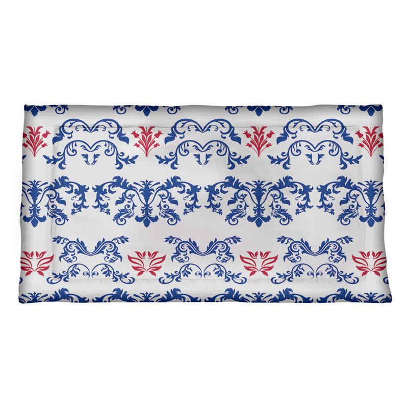 Football Baroque Pattern Pillow Sham, King, White/Blue/Red, Polyester