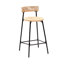 Tabourets de bar tissés à la main avec dossier, ensemble de 2 tabourets de bar ronds en papier avec repose-pieds-125536122