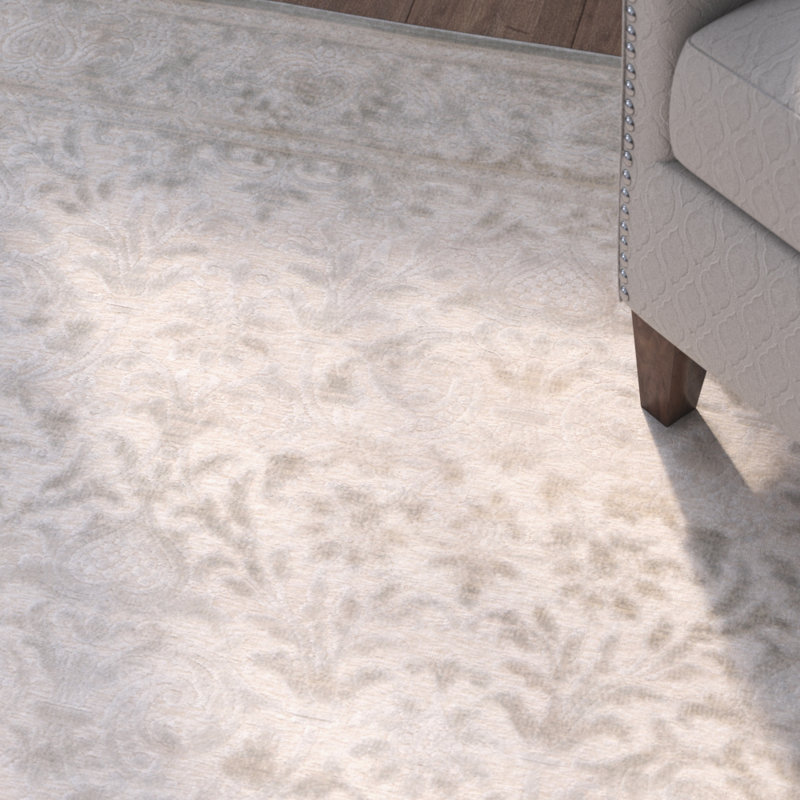Orville Oriental Cream/Blue Area Rug, Rectangle 5'3" x 7'6"