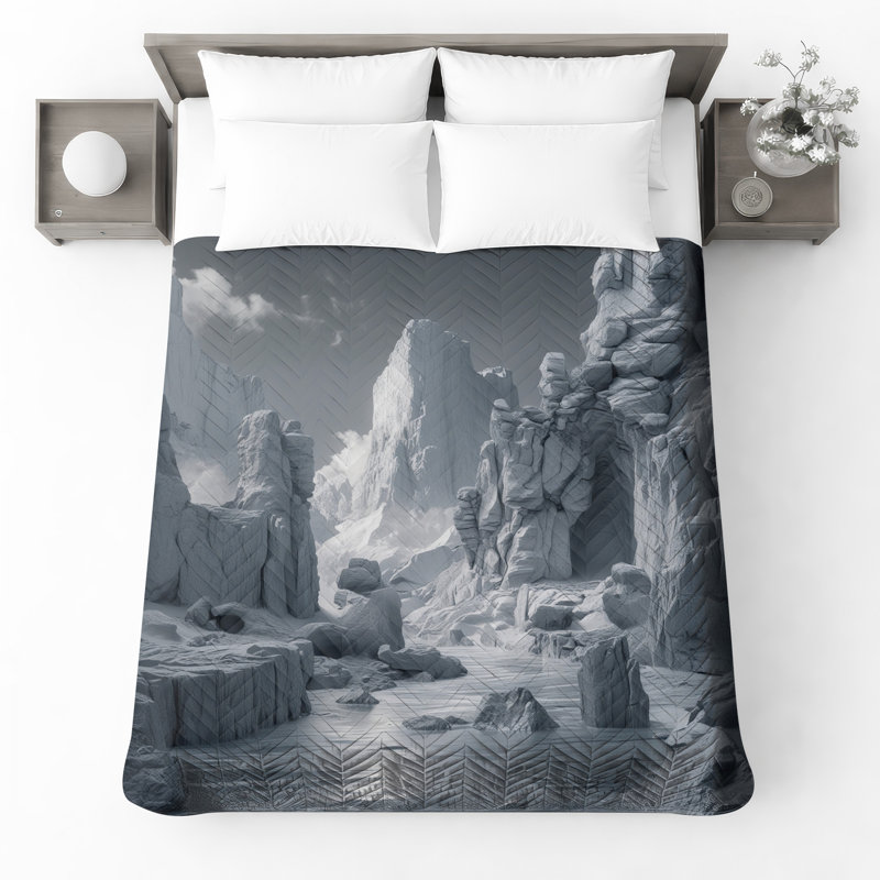 Couvre-lit matelassé Frozen Mountain Landscape, Lit simple