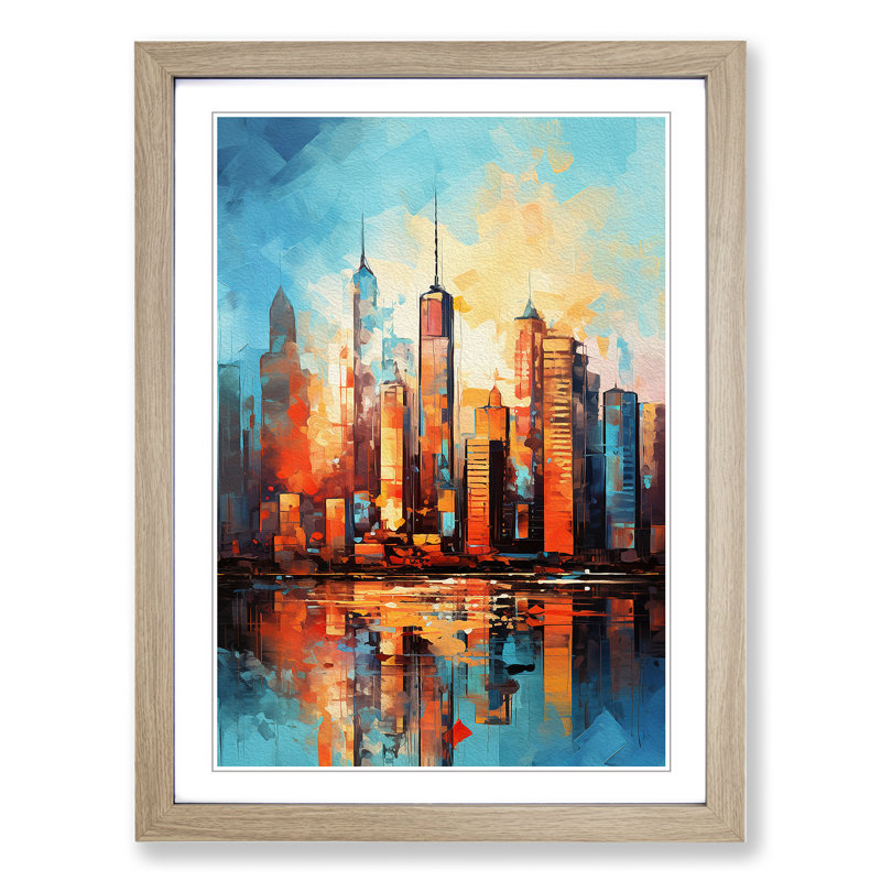 Skyline Gestural No.2 - Framed Print, Oak Framed, 34cm H x 25cm W