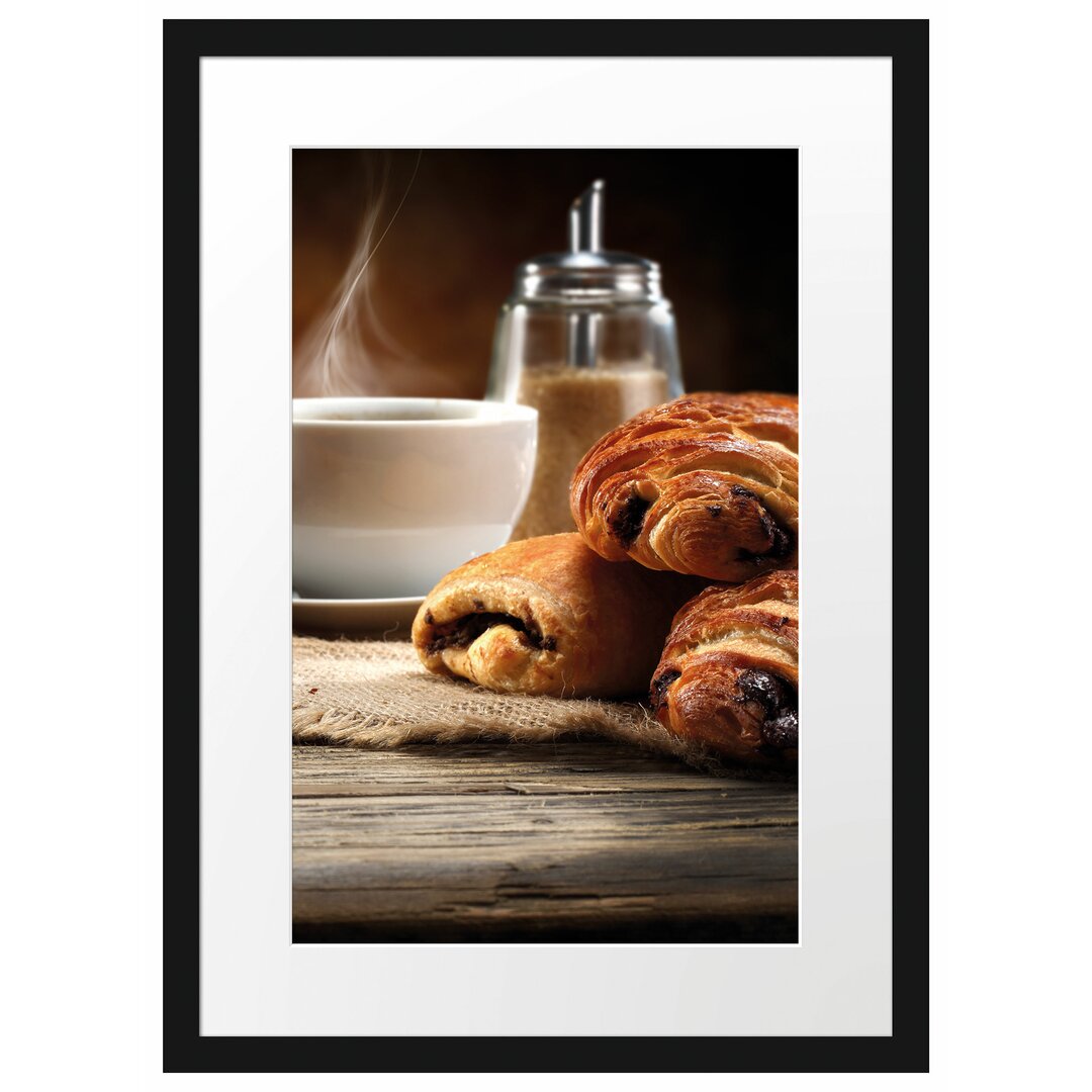 Gerahmtes Poster Croissant zum Kaffee