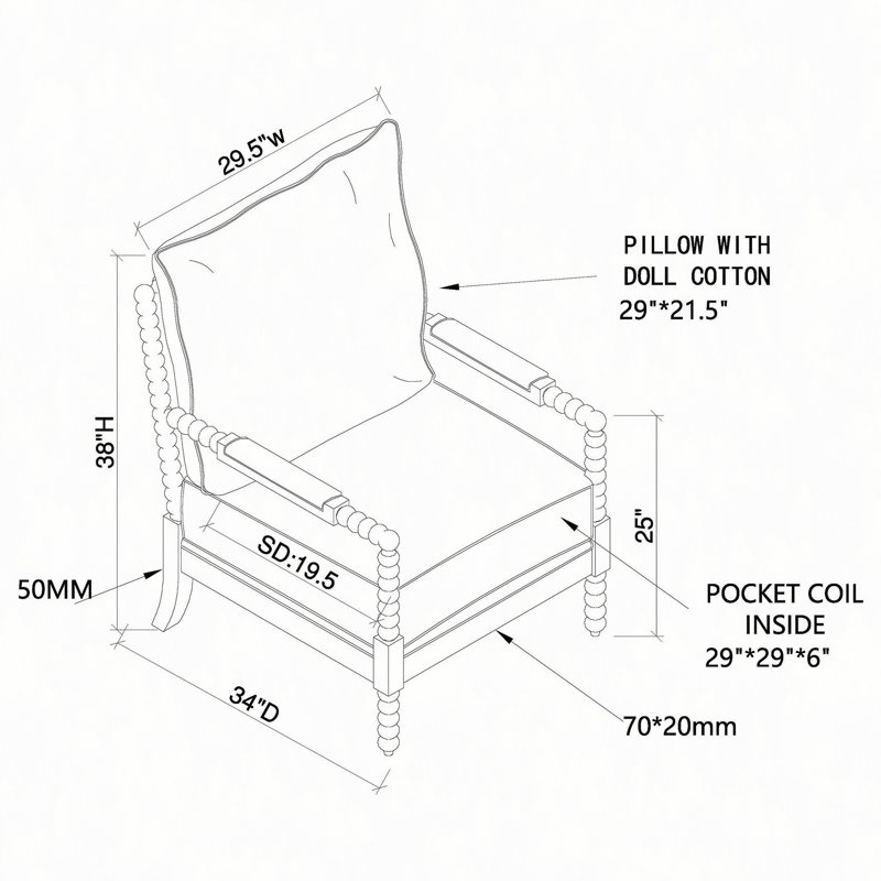 Chaise d'appoint rembourrée à rayures