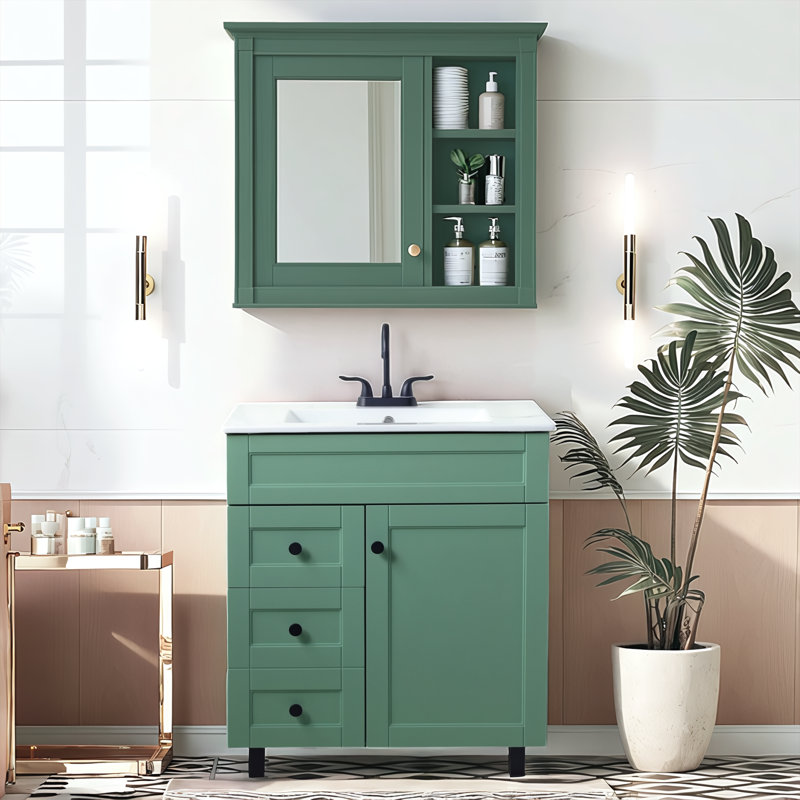 36"Modern Bathroom Vanity With Vessel Sink, Green