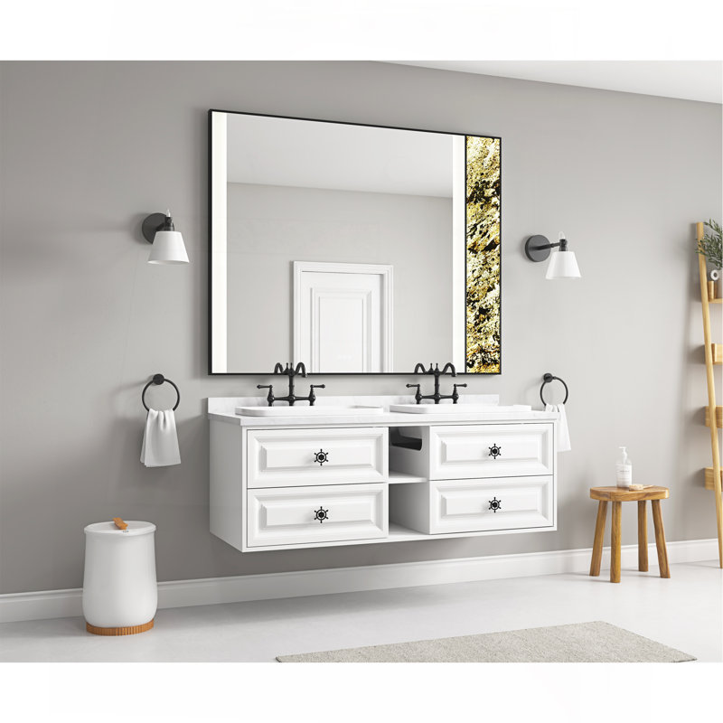 Le meuble-lavabo mural de 60 po convient aux lavabos doubles, armoire seulement (comptoir et lavabos non inclus)