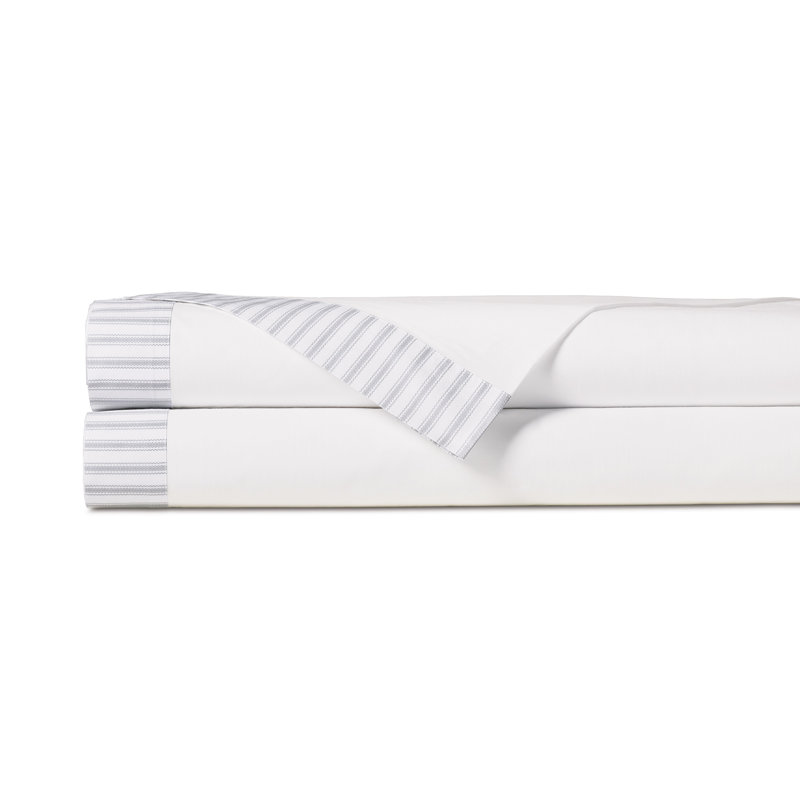 Drap-housse Blass Ticking par Alexa Hampton, Brume, Drap plat de taille très grand