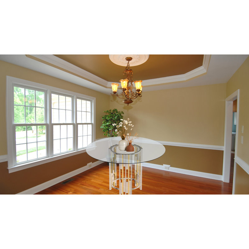 Luxury Round Glass Dining Table With Dual-tone Gold & Chrome Stainless Steel Base
