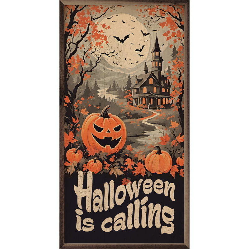 «Halloween Is Calling» sur bois, H 40 po x l 20 po x P 1,24 po