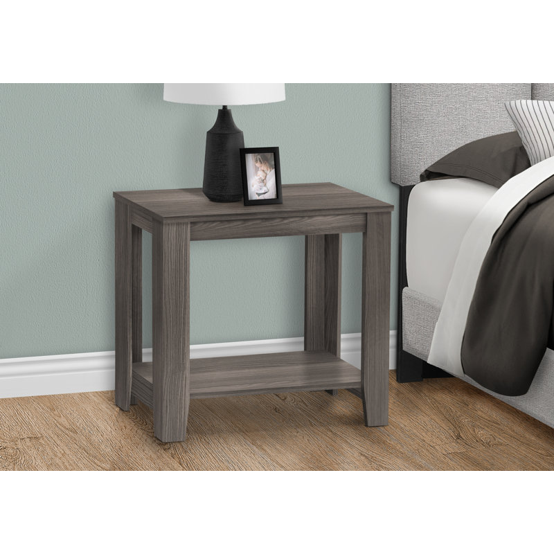 Table d'appoint, côté, bout, table de chevet, lampe, salon, chambre à coucher, stratifié gris, transitionnel, Gris