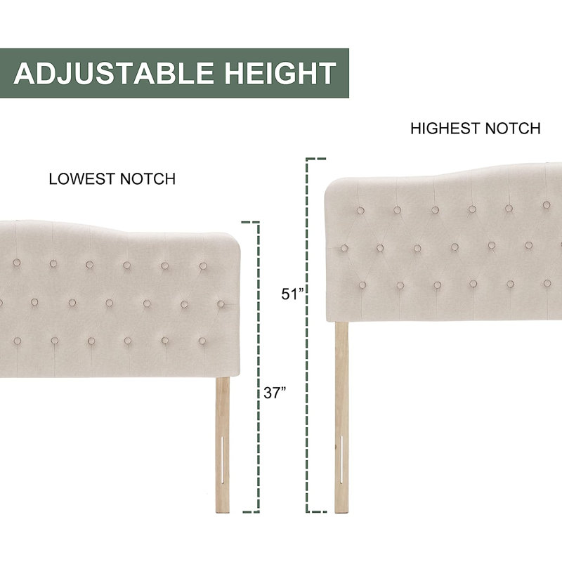 Dayanis Upholstered Headboard, Beige, Queen