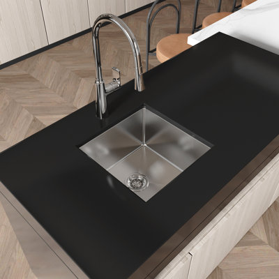 Stainless Steel Undermount Kitchen Sink 18" - With Design And Condensation Feature Modern X Faster Draining Scratch Finish
