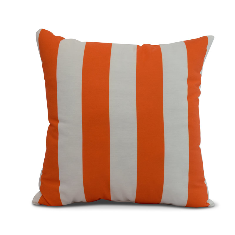 Nantucket Orange Striped 16" Square Polyester Throw Pillow