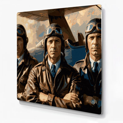 Transportation Pilot and aviation crew portraits Brown Metal Wall Art