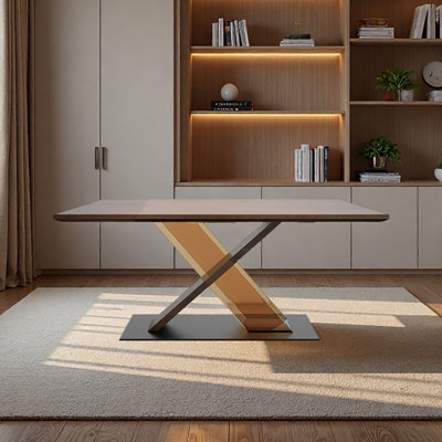 Bureau en bois massif avec pieds croisés Yack