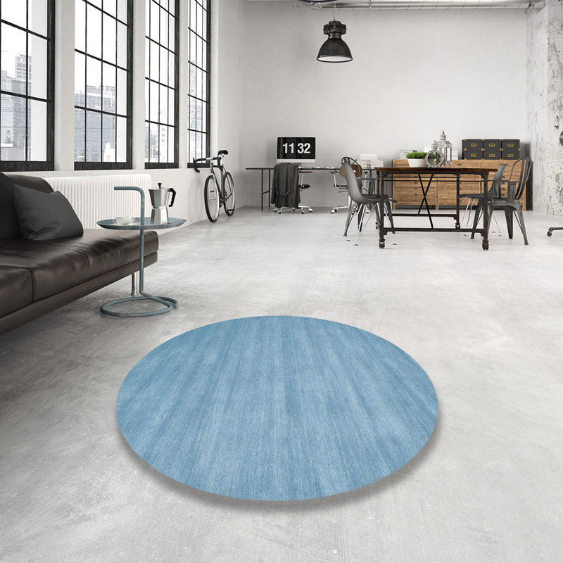 Tapis contemporain bleu, Rond 7 pi