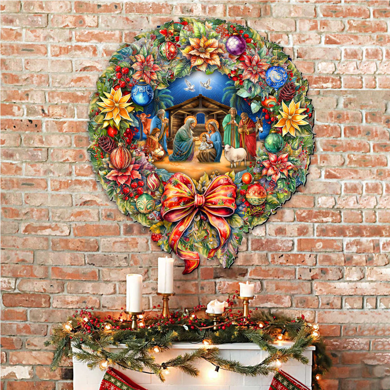 Décoration de Noël de Noël avec couronne de Noël par Debrekht, Christmas 1, H 36 po x l 32 po x P 1 po