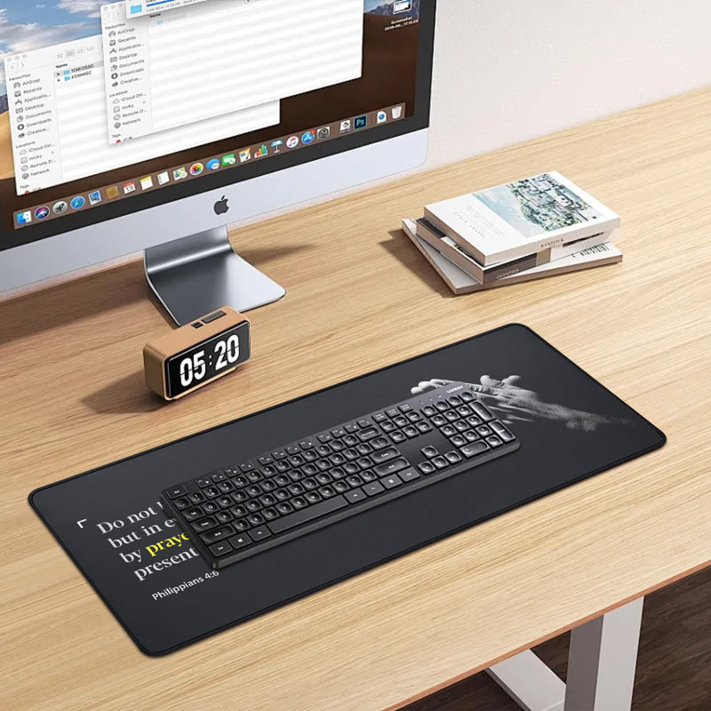 Bible Verses Extended Mouse Pad (31.5’’ x 11.8’’/800 x 300 mm) - Philippians 4:6 Do Not Be Anxious About Anything - XL Gaming Mat with Anti-Fray Cloth and Non-Slip Base