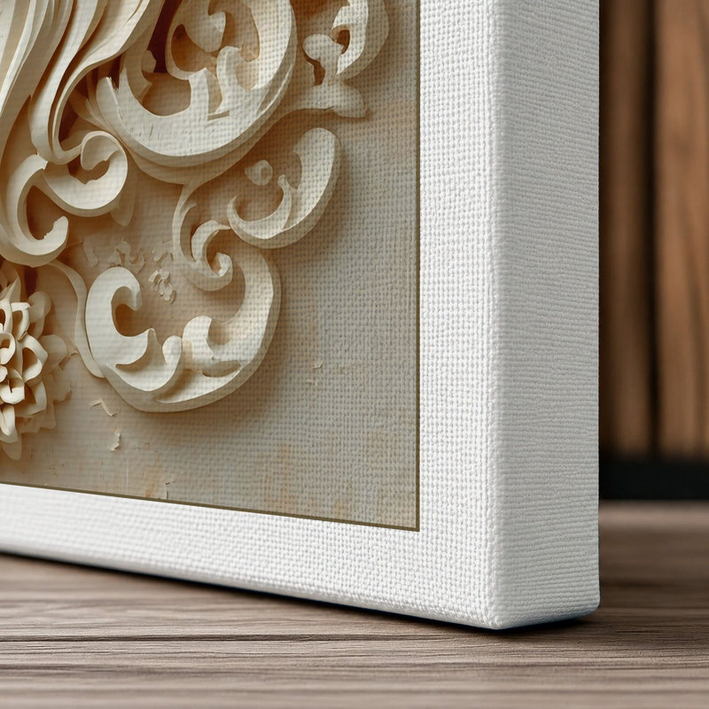 Bearded Ornament in Wood Art Deco - Wrapped Canvas, 30x20 - 76.2 x 50.8 cm, White Border