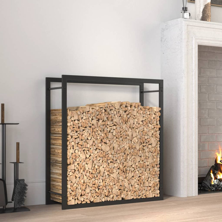 Latitude Run® Firewood Rack Matt Black 31.5"X11"X33.9" Steel