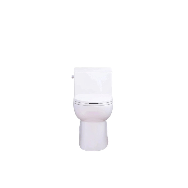 1.28 Gpf Side-Single-Flush One Piece Toilet, Water-Saving Elongated Comfort Height Floor Mounted, Soft Closing Seat, 1000 Gram Map Flushing Score Toilet, Gloss White Gw-003S