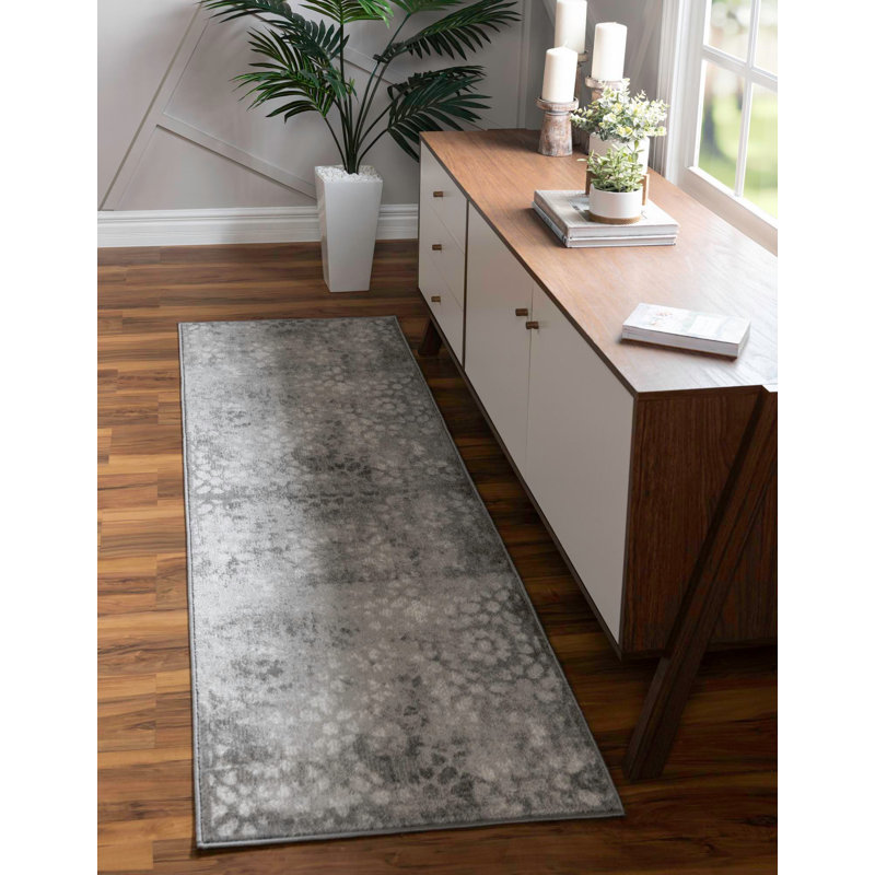Brandt Floral Area Rug, Runner 3'3" x 19'8", Dark Gray