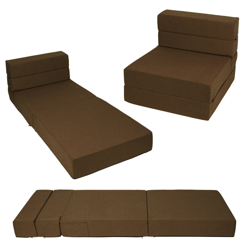 Canapé-lit pliable rembourré en mousse, Brun
