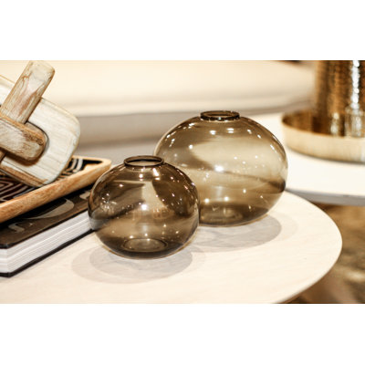 Tergel 2 Piece Handblown Round Glass Vase