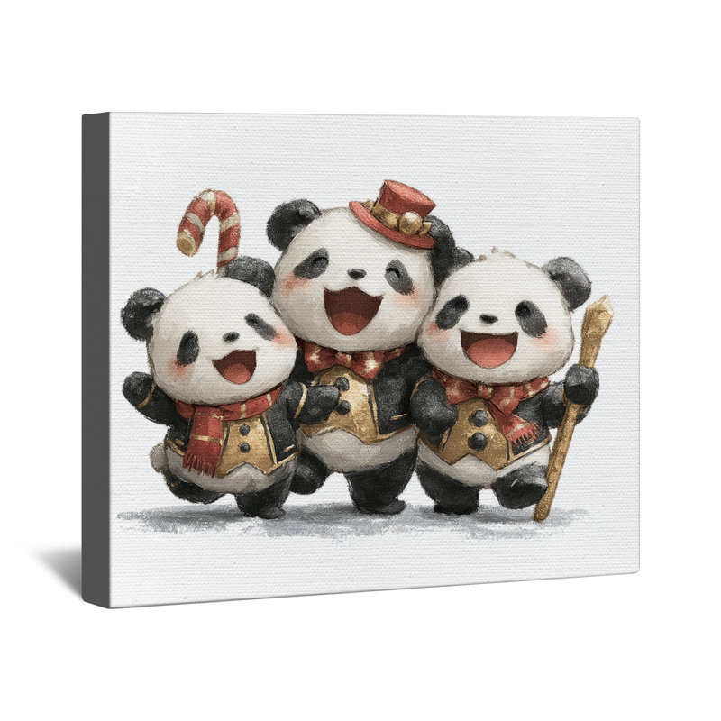 Joli trio de toiles tendues avec tendres panda, 20 po x 24 po