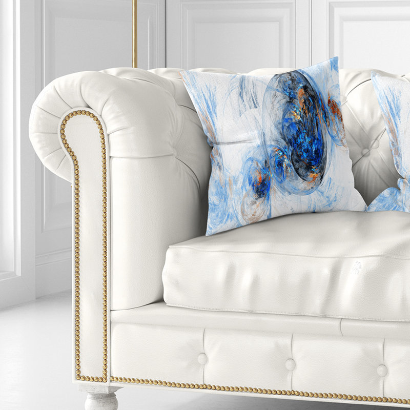 Coussin décoratif abstrait, motif de fumée brune - brun fumé coloré, 16 po x 1 po, Coussin décoratif, Bleu / blanc