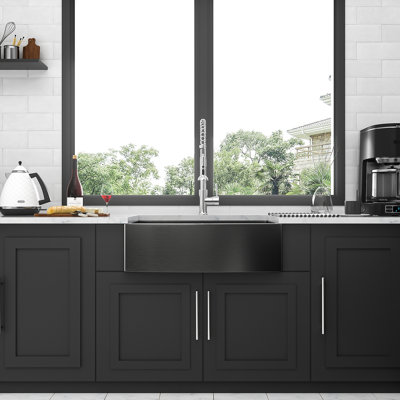 30 Black Farmhouse Sink 30X21x10 Stainless Steel Apron Front Kitchen Sink Gunmetal Black 16 Gauge 10 Inch Deep Single Bowl