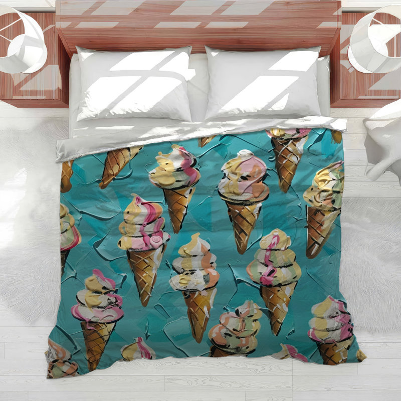Ice Cream Bedding Food Duvet Cover Retro, Queen Duvet Cover