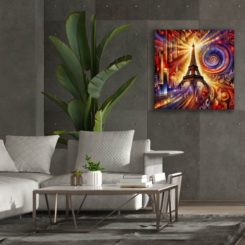  «Eiffel Tower, Paris Abstract» par Rey Klimt, art mural sur toile, 12 po x 12 po, H 37 po x l 37 po x P 1,5 po