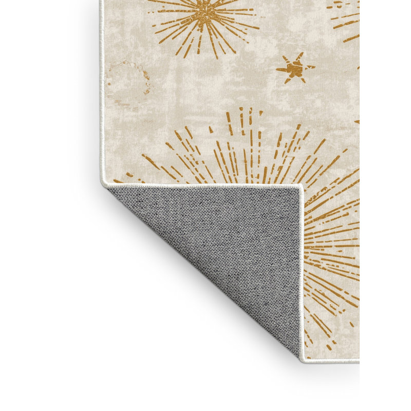 Tapis abstrait moderne et contemporain lavable à la machine Rhawnhurst New Years, 3x5