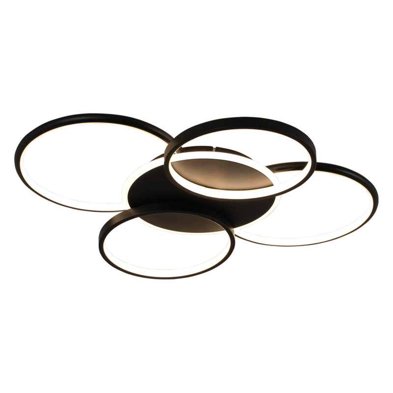 Danielys LED Flush Ceiling Light 5-Lights, 67 cm, Matte Black