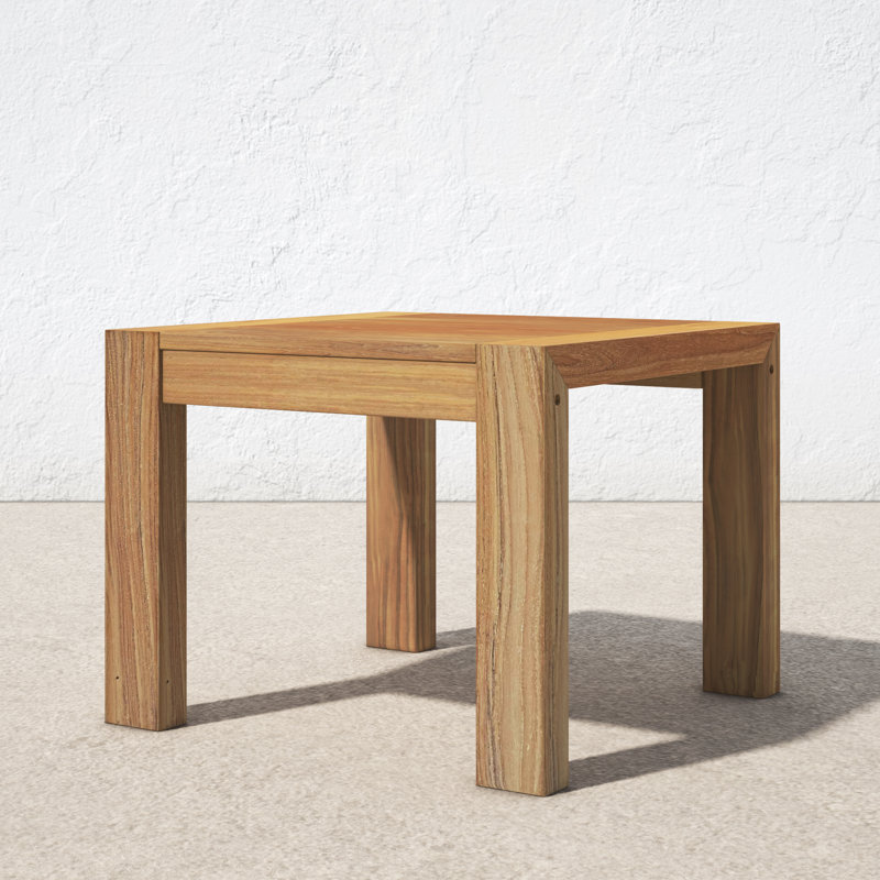 Natural Teak Solid Wood Rectangular Side Table