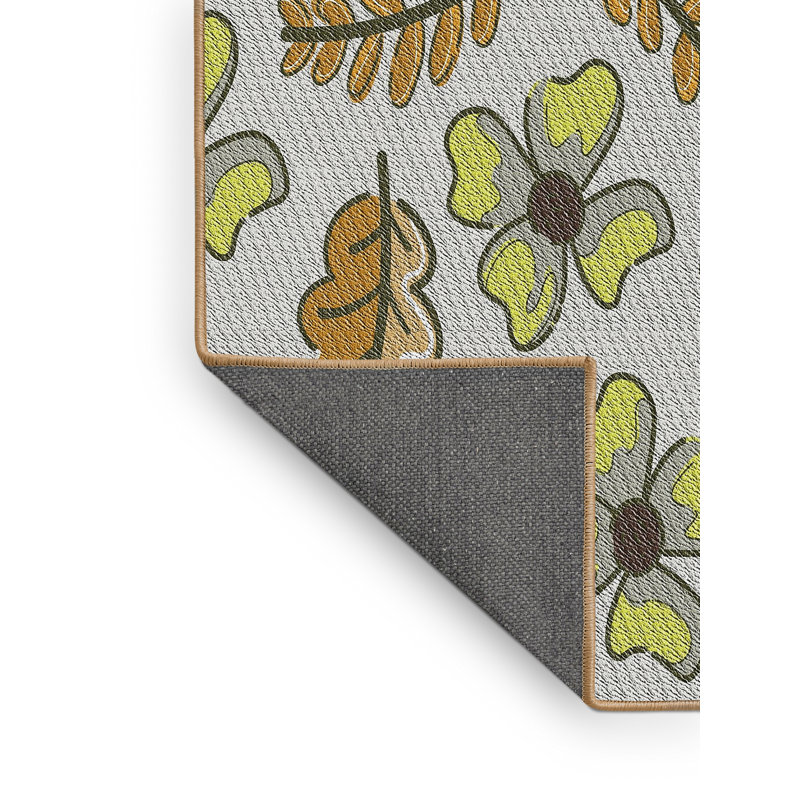 Tapis gris/jaune/brun à motifs, Rectangle 5 pi x 7 pi