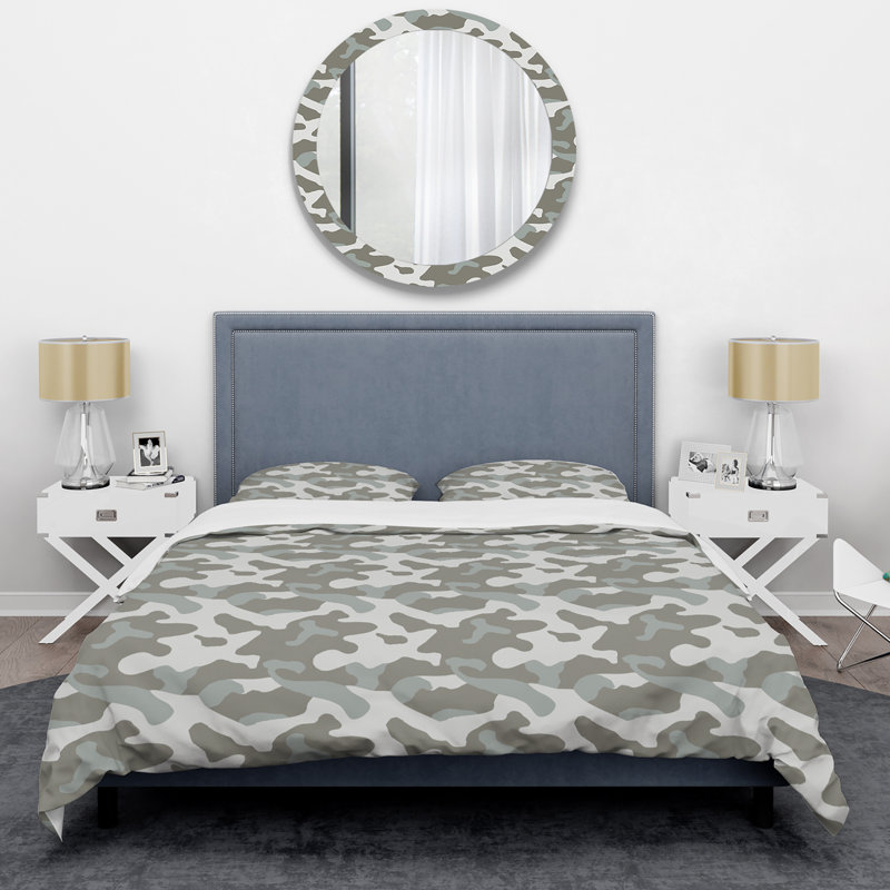 Soldat camouflage argenté - ensemble de housse de couette abstrait - microfibre de polyester