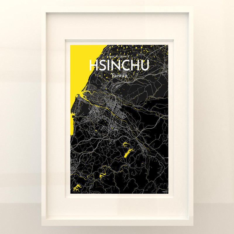 Hsinchu City Map In Times - No Frame Print, 27.6cm H x 19.7cm W x 0.05cm D