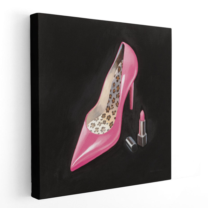 La chaussure rose II - reproduction d'art sur toile, H 12 po x l 12 po