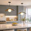 Suspension moderne à 1 lumière dimmable de 19 pouces avec globe en verre albâtre blanc (ensemble de 2)