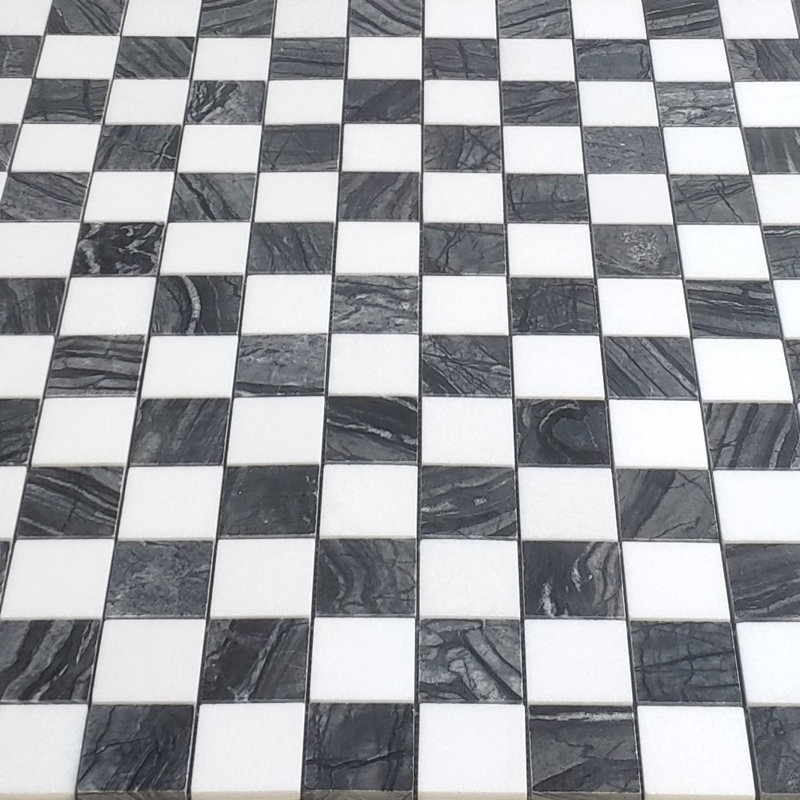 Carreau de mosaïque en marbre argenté 2 x 2