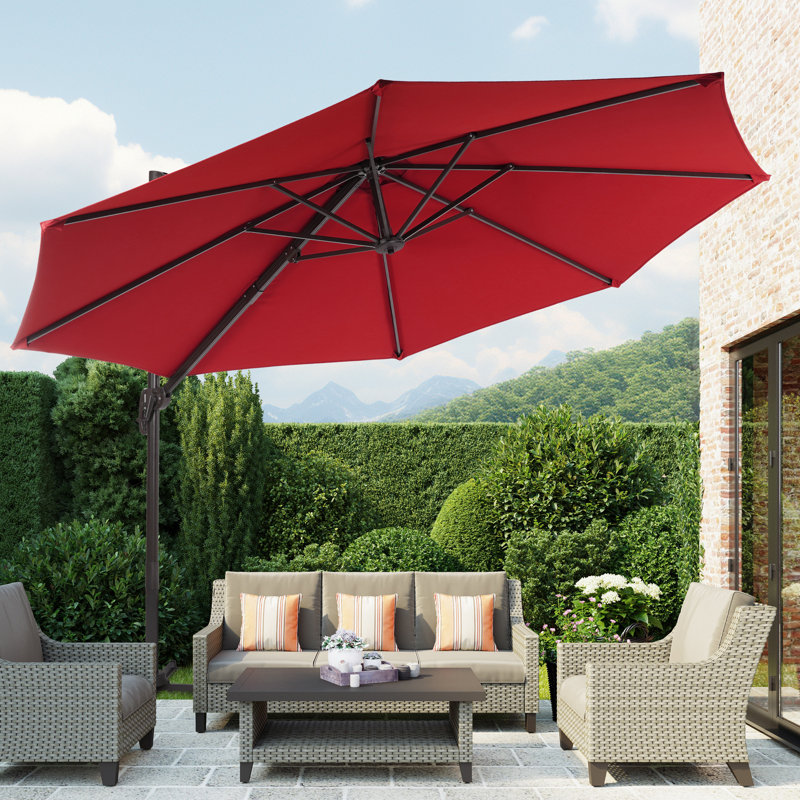 Parasol en porte-à-faux 132 po Rocelyn, Rouge rouille