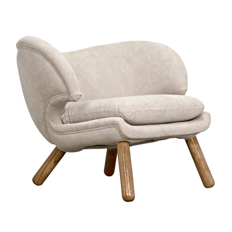Fauteuil demi-tonneau en tissu Valerie, Parchemin, Naturel