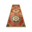 Tapis de couloir unique en laine noué à la main de style années 1960 de 3 pi 7 po x 13 pi en rouge / brun / beige